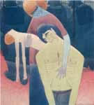 Despair, Figurative Painting by Vishwanath Nageshkar, Gouache on Paper, 15.5 X 14 inches