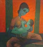 Figurative Painting by Vishwanath Nageshkar, Oil on Canvas, 27.5 X 25.5 inches