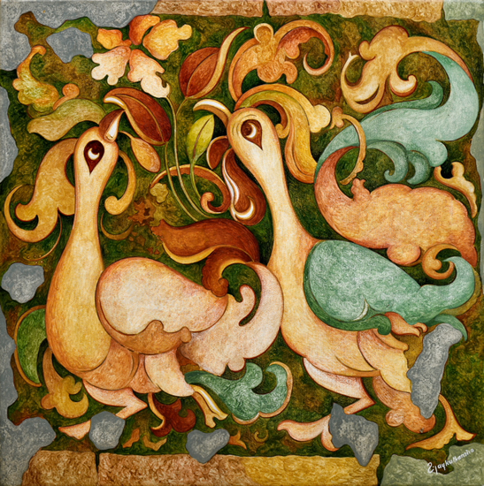 Decoration – Two Hansa, painting by Vijay Kulkarni