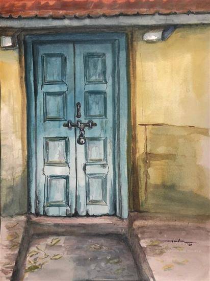 Paintings by Varsha Shukla - The Wooden Door