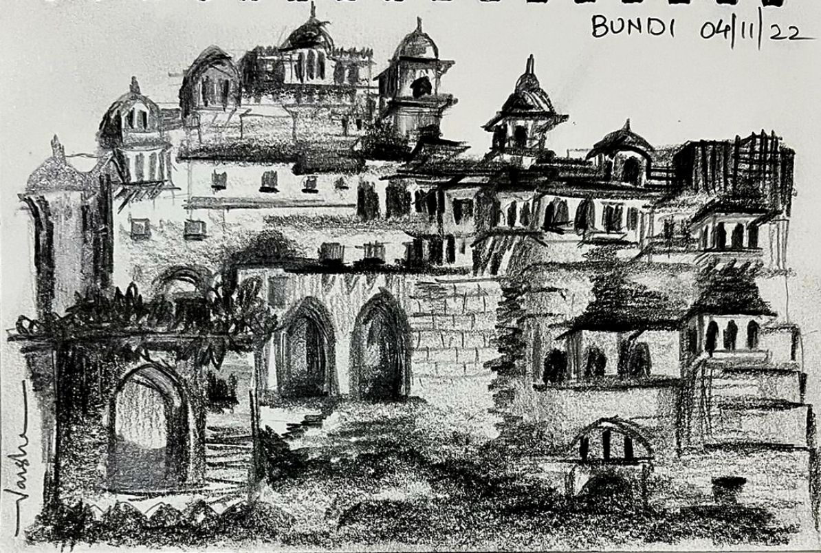 Painting by Varsha Shukla - Taragarh Fort