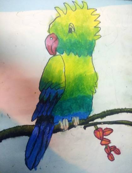 Painting by Krutika Laxman Bhatadye - Parrot