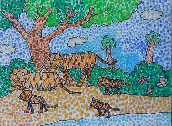 Paintings by Ishanvi Chamria - Jungle Family