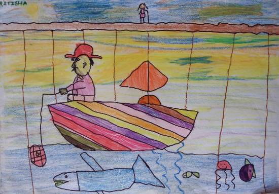 Painting by Ritisha Goyal - A boat