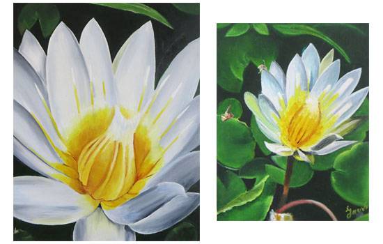 Paintings by Gauri Kodule - Nature - Lotus - Pair of 2 canvas