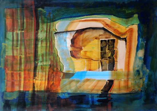 	Window Through the Door, painting by Satish Pimple