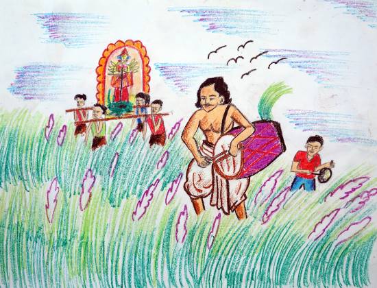 Painting by Susmit Mitra - Village Festival