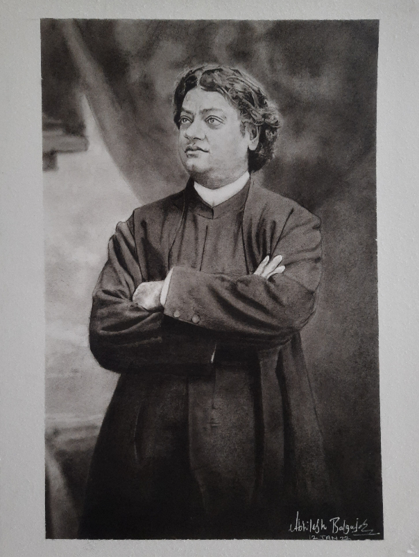 Painting by Abhilesh Badgujar - Swami Vivekanand