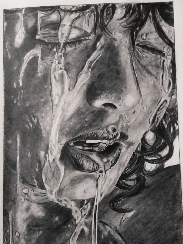 Painting by Abhilesh Badgujar - Water on Face