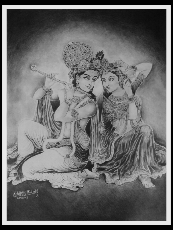Painting by Abhilesh Badgujar - Radha Krishna