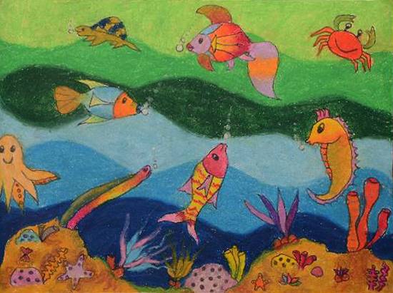 Painting by Sujata Someshwar Arya - Colourful Ocean