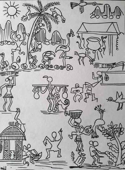 Painting by Jainil Bhavsar - Warli art