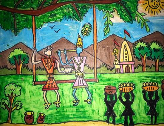 Painting by Jainil Bhavsar - Radhakrishna