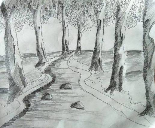 Painting by Nandakishore M O - Wild Stream
