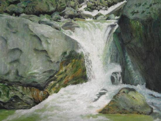 Paintings by Mithuya Pal - Water Falls - Way to Yumthag - Final Destination