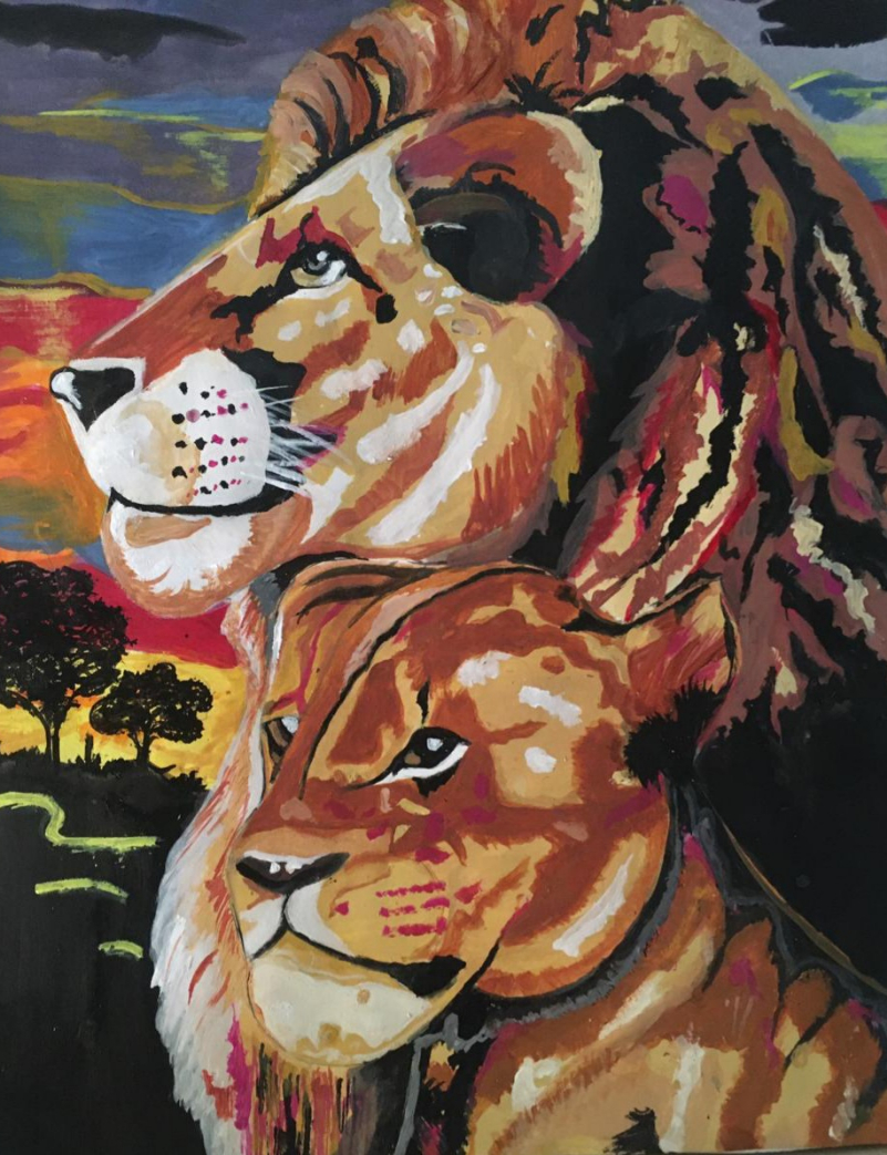 Paintings by Kamakshi Kannan - Lion Lioness