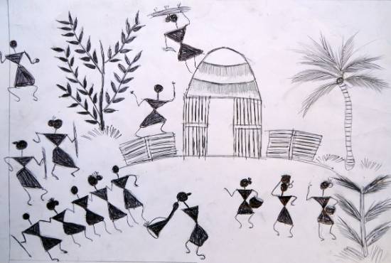 Painting by Aruna Sonu Bhawa - Warli Art