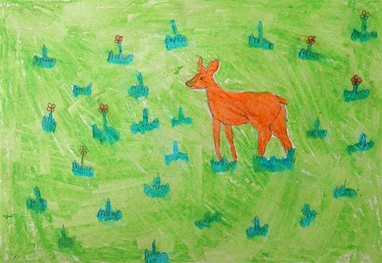 Painting by Asha Raghu Gungune - Deer