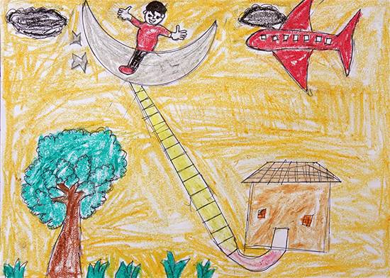 Painting by Akash Sabu Padvale - On the way of Moon