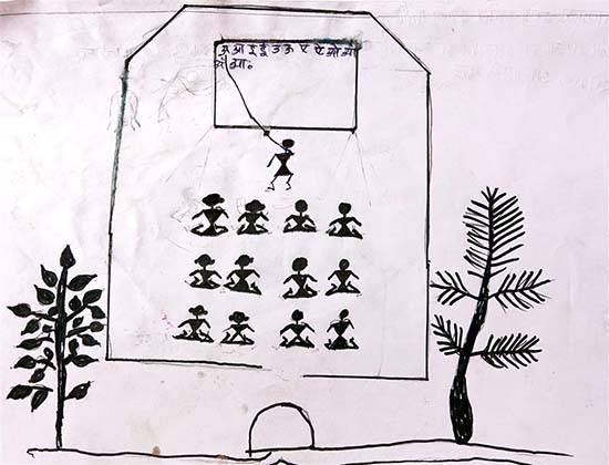 Painting by Akash Sabu Padvale - Warli Art - School