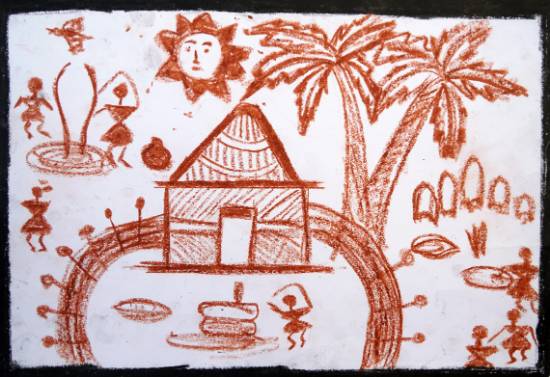 Painting by Dharmraj Jayram Raut - Warli Art