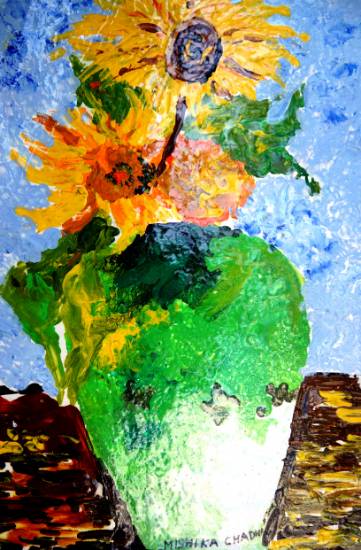 Painting by Mishika Chadha - Flower in the vase