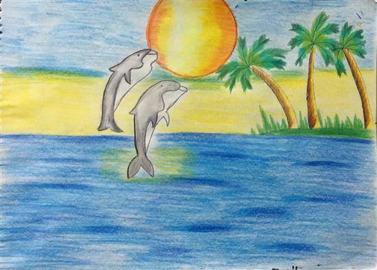 Paintings by Mishika Chadha - Fun in the sea