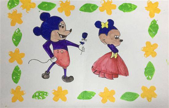 Painting by Mishika Chadha - Mickey and Minnie