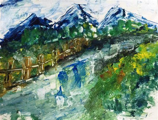 Paintings by Mishika Chadha - Spatula Paintitng - Village