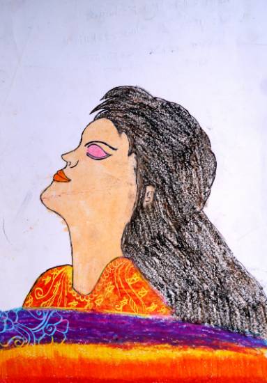 Painting by Radhika Mukesh Shirgade - Woman Close Her Eyes