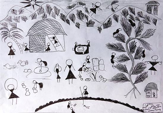 Painting by Ujwala Janu Thakare - Warli Art