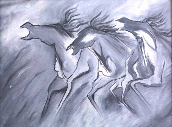 Paintings by Nupur Sinha - Three Horse