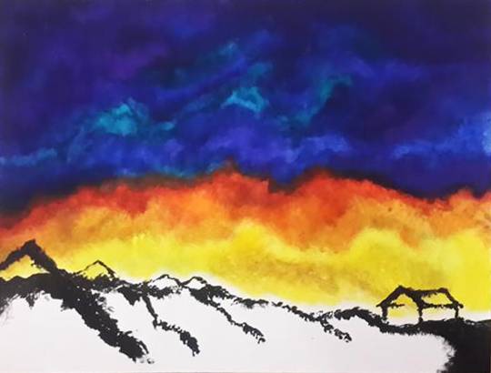 Paintings by Manasi Jadhav - Hill And Sky