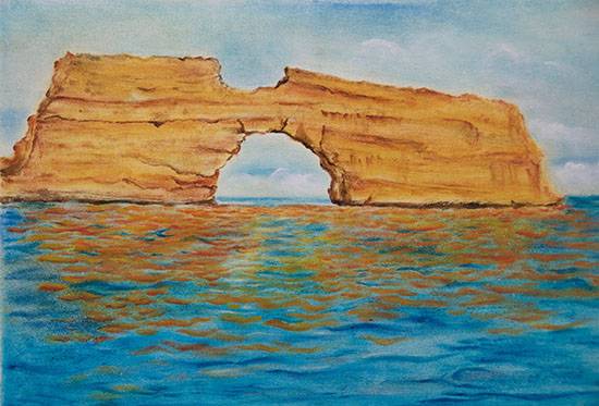 Painting by Nirmal Pathare - Arch in the Sea