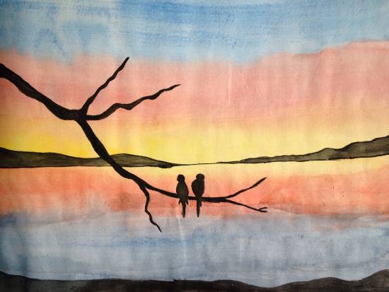 Paintings by Sohini Ghosh - Watching the sunset