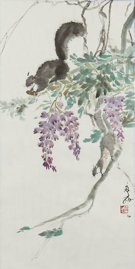 Painting by Nandini Bajekal - Frisky Squirrels