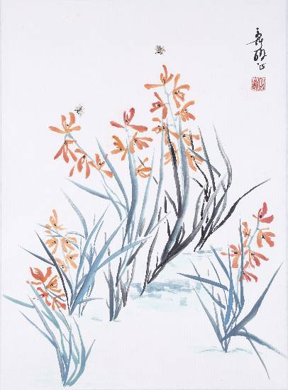 Painting by Nandini Bajekal - Orchid Garden