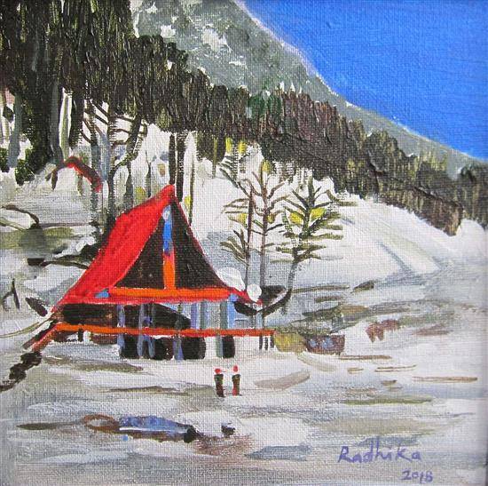 Paintings by Radhika Mondal - House in the alps