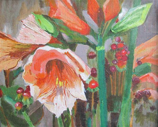 Paintings by Radhika Mondal - Orange Flowers