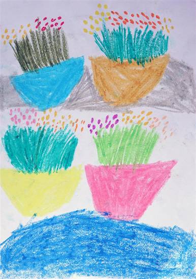 Painting by Kundana Bhusara - Flower pot