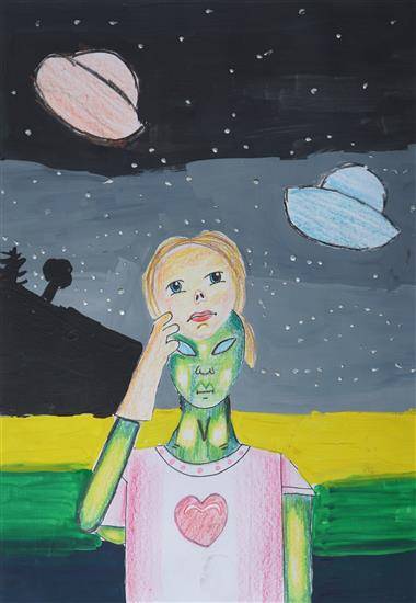 Painting by Nidhi Pokharna - Aliens on Earth