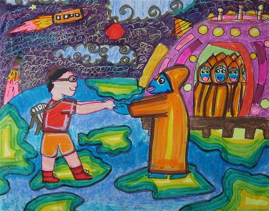 Painting by Rhituraj Bhowmik - Aliens on Earth