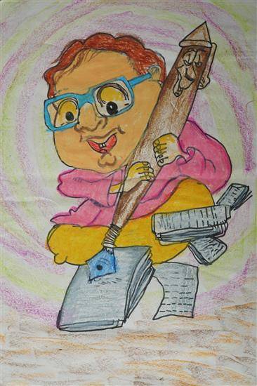 Painting by Ishaan Lambe - Little Writer