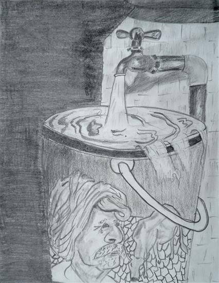 Painting by Aimann Faran Kolsawala - Save water, save earth and save farmers