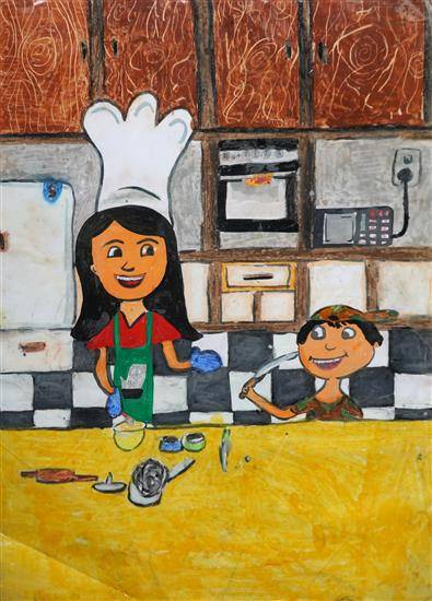 Painting by Hridhaan Sethi - Mom & Me