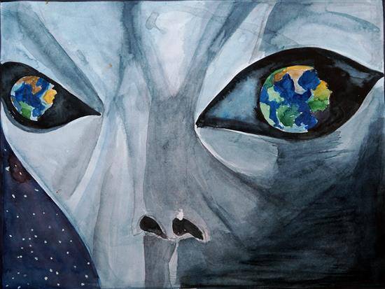 Painting by K. Jashwanth - Aliens on the Earth
