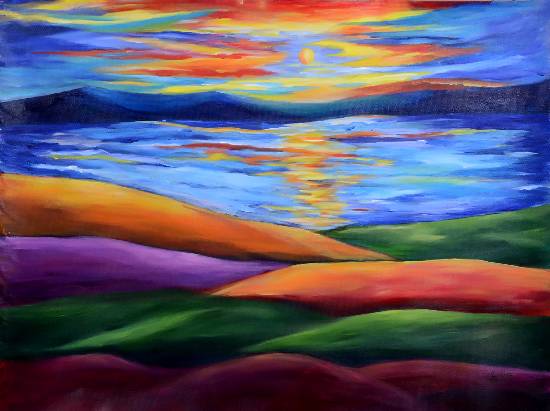 Paintings by Sudha Srivastava - Morning Waves