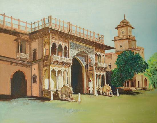 Painting by Sandhya Ketkar - Jaipur palace entrance