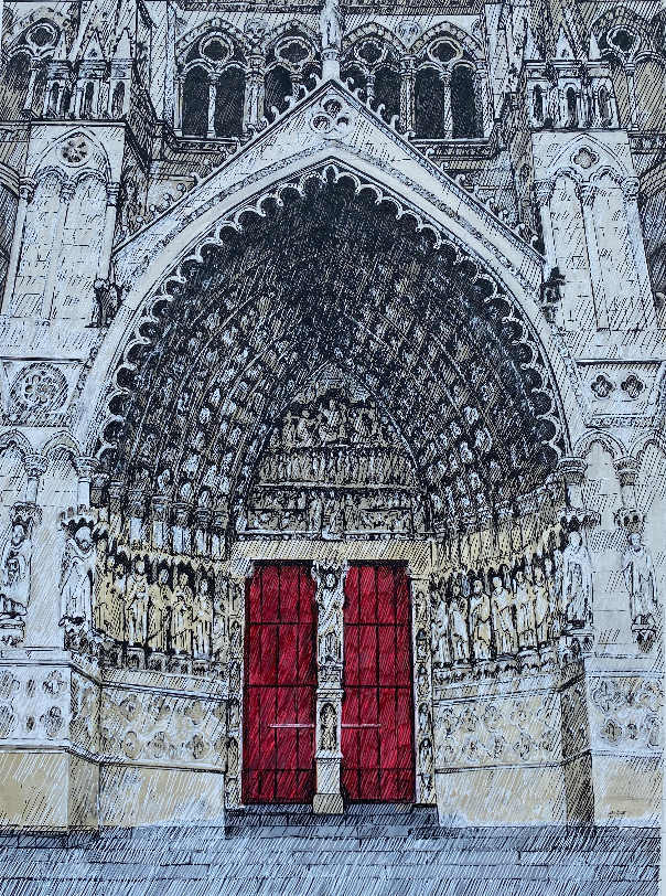 Painting by Sandhya Ketkar - Gate of Amenis Cathedral