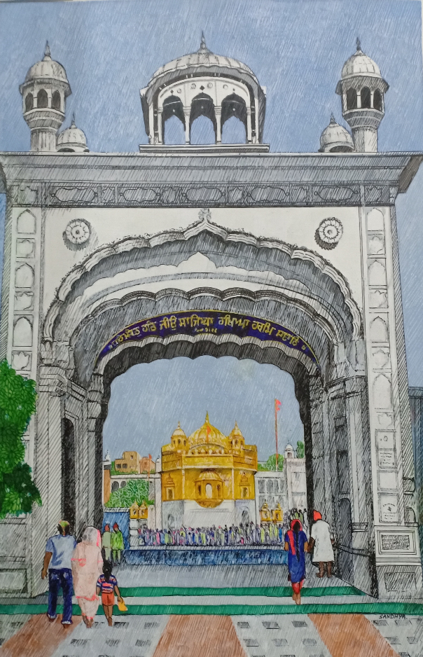 Painting by Sandhya Ketkar - Golden Temple Entrance